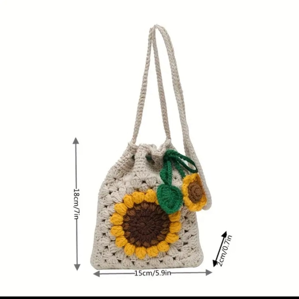 New Handwoven Knit sunflower shoulder Bag